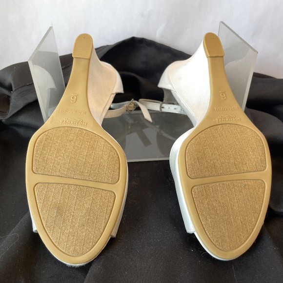 Vintage 90s White Satin Shoes, US 6, New Unworn, Rhinestone Buckle - Picture 6 of 7